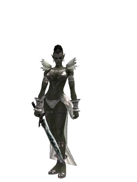 Tsurugi on a female Orc mystic, front view
