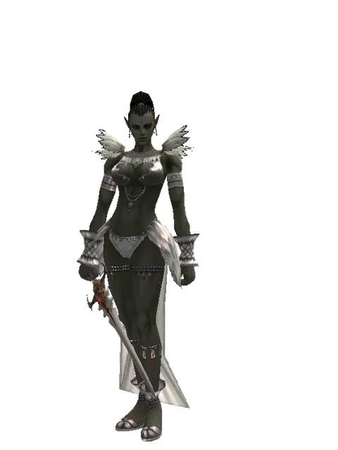 Vesper Mage Sword on a female Orc mystic, front view