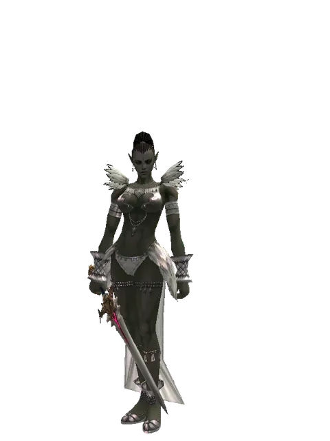 Vesper Sword on a female Orc mystic, front view
