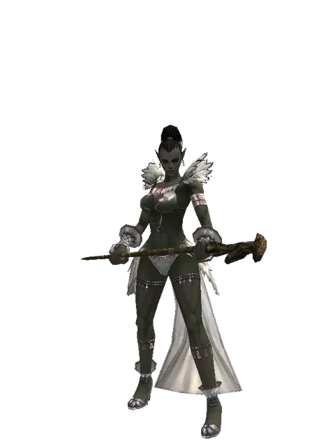 Apprentice Adventurer's Staff on a female Orc mystic, front view
