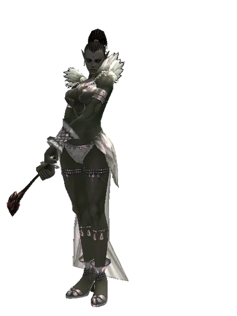 Atuba Mace on a female Orc mystic, front view
