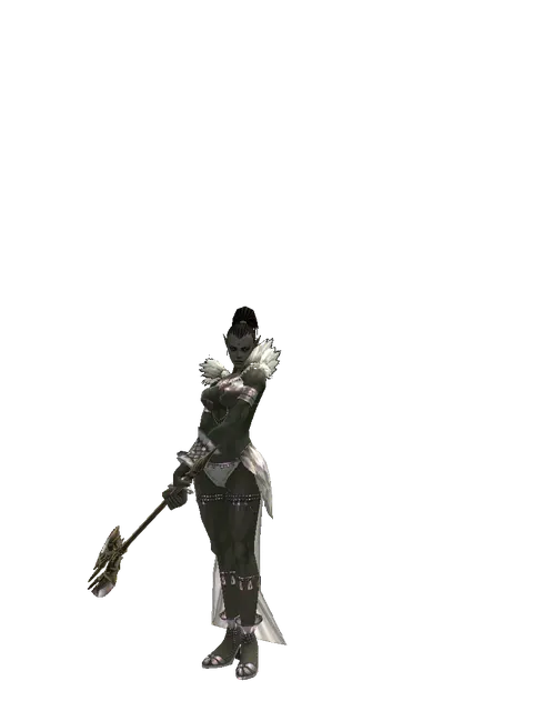 Behemoth's Tuning Fork on a female Orc mystic, front view