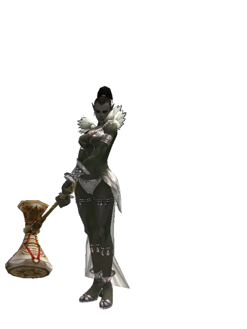 Chrono Darbuka on a female Orc mystic, front view