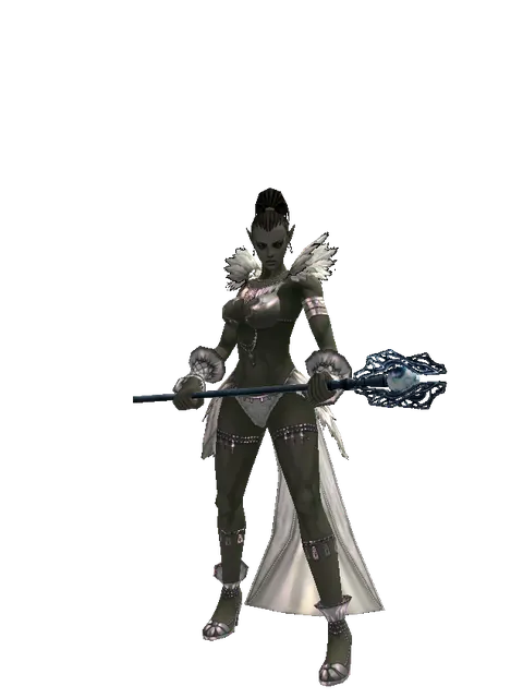 Conjuror's Staff on a female Orc mystic, front view