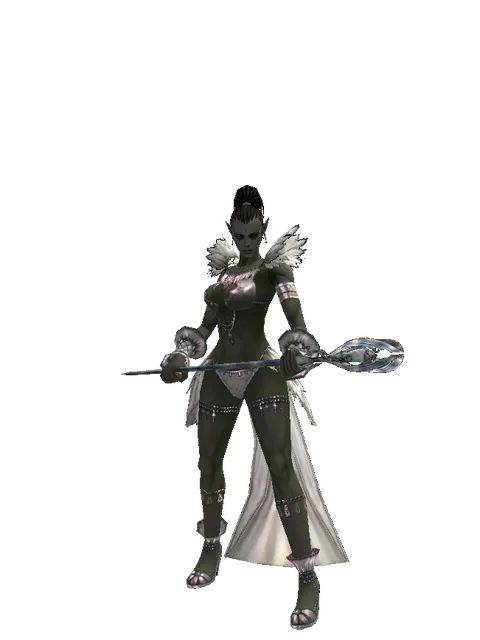Crystal Staff on a female Orc mystic, front view