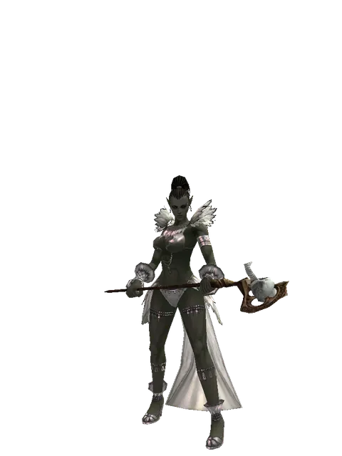Cursed Staff on a female Orc mystic, front view