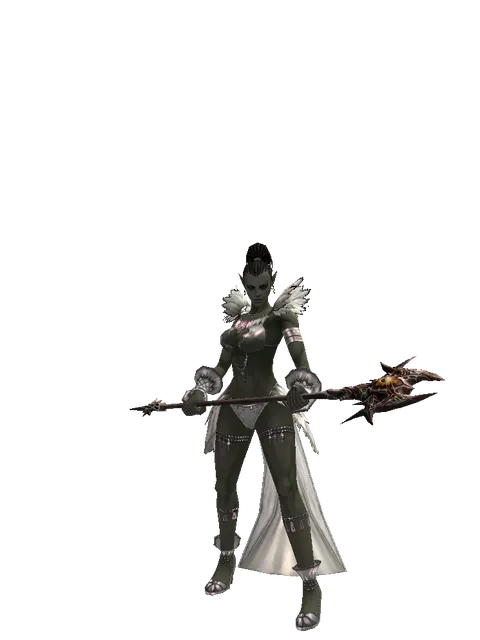 Daimon Crystal on a female Orc mystic, front view