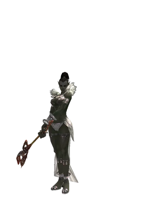 Dragon Hunter Axe on a female Orc mystic, front view