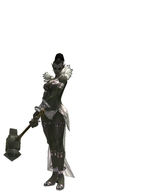 Dwarven Hammer on a female Orc mystic, front view