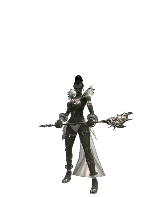 Dynasty Staff on a female Orc mystic, front view