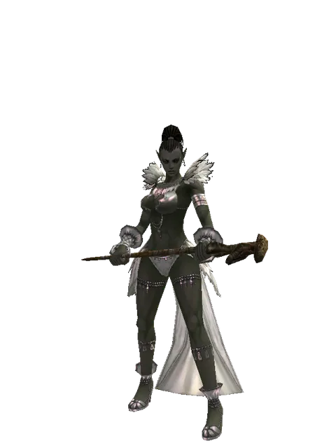 Eldritch Staff on a female Orc mystic, front view