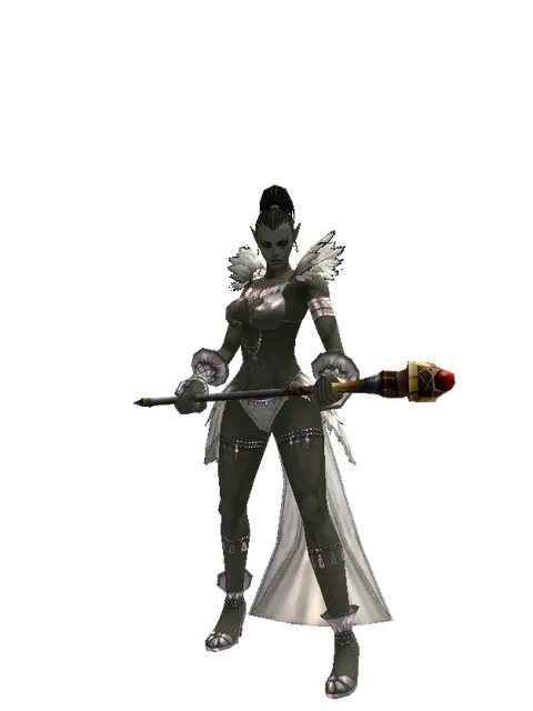 Ghost Staff on a female Orc mystic, front view