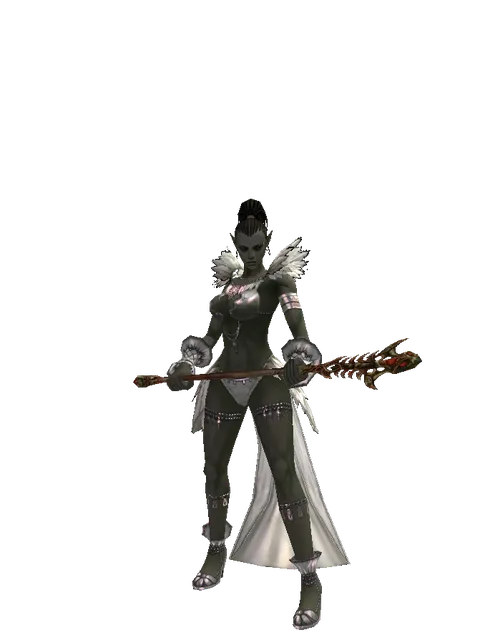 Ghoul's Staff on a female Orc mystic, front view