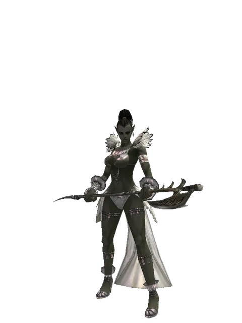 Heavy Doom Axe on a female Orc mystic, front view