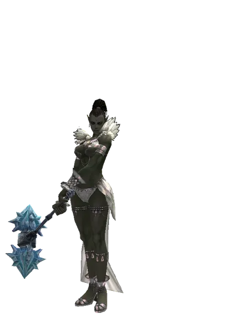 Ice Storm Hammer on a female Orc mystic, front view