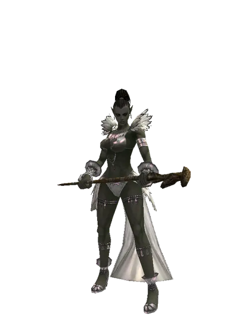 Improved Mage Staff on a female Orc mystic, front view