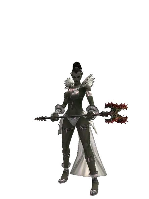 Inferno Staff on a female Orc mystic, front view