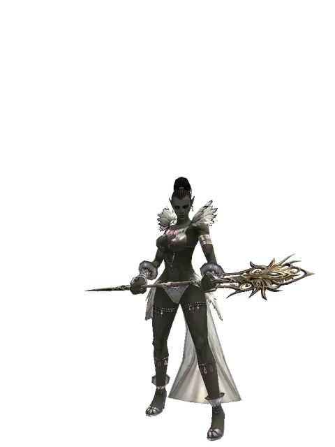 Infinity Scepter on a female Orc mystic, front view