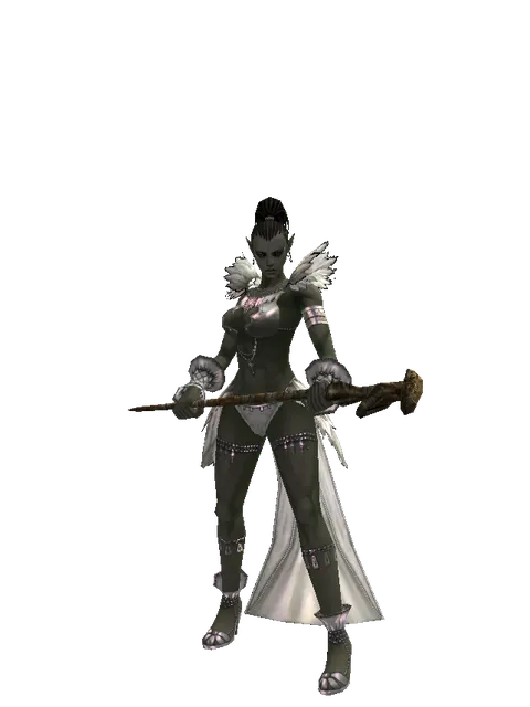 Mage Staff on a female Orc mystic, front view