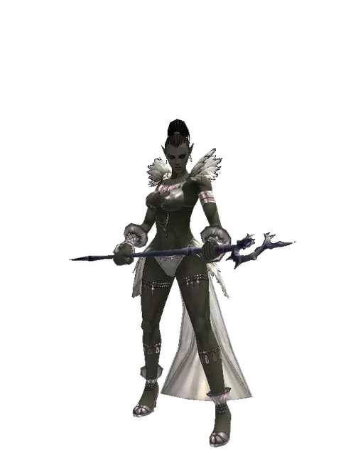 Mystic Staff on a female Orc mystic, front view