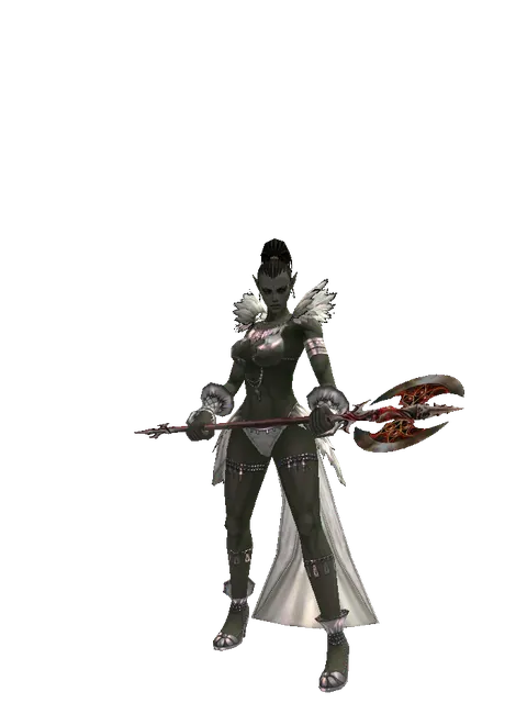 Pa'agrian Axe on a female Orc mystic, front view