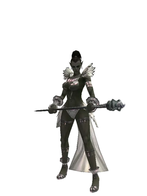 Paradia Staff on a female Orc mystic, front view