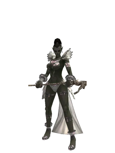 Sage's Staff on a female Orc mystic, front view
