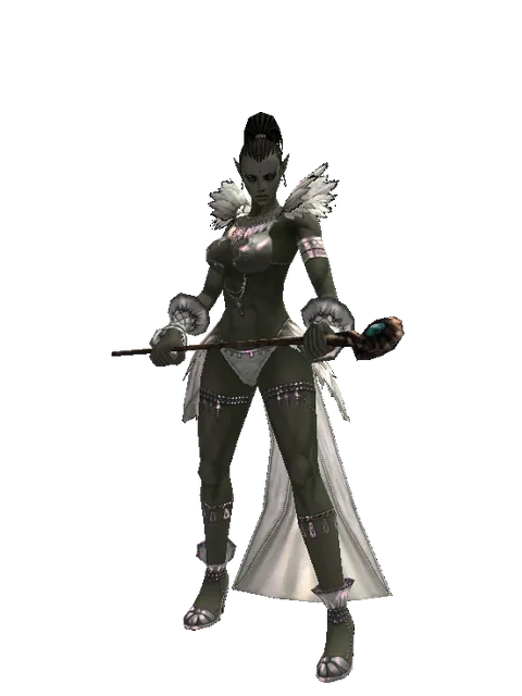 Sprite's Staff on a female Orc mystic, front view