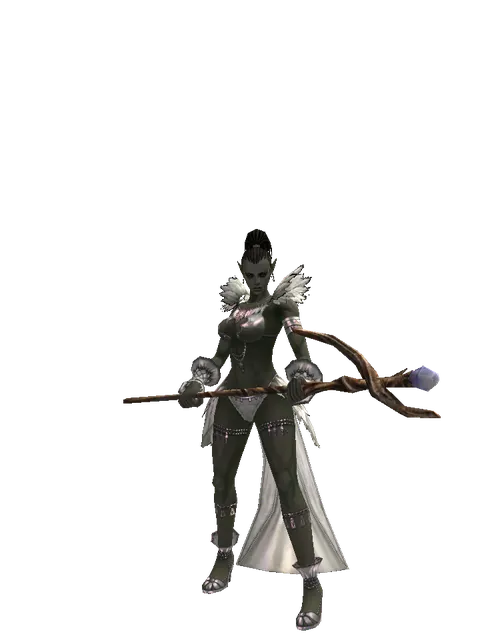 Staff of Magic on a female Orc mystic, front view