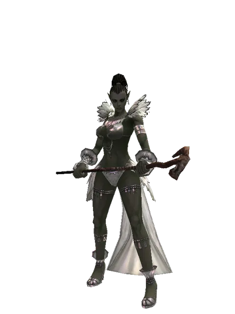 Staff of Sentinel on a female Orc mystic, front view