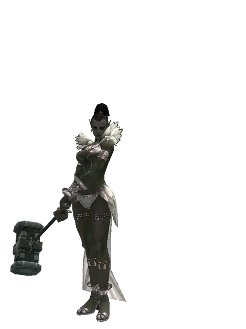 Titan Hammer on a female Orc mystic, front view