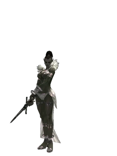 Claymore on a female Orc mystic, front view