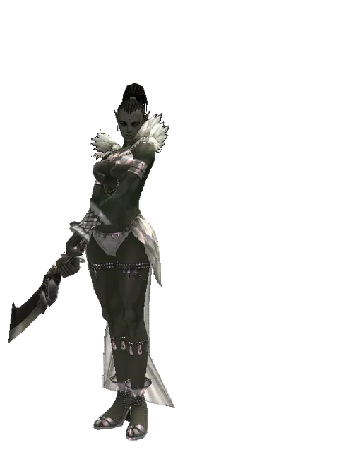 Complete Ancient Legacy Sword on a female Orc mystic, front view
