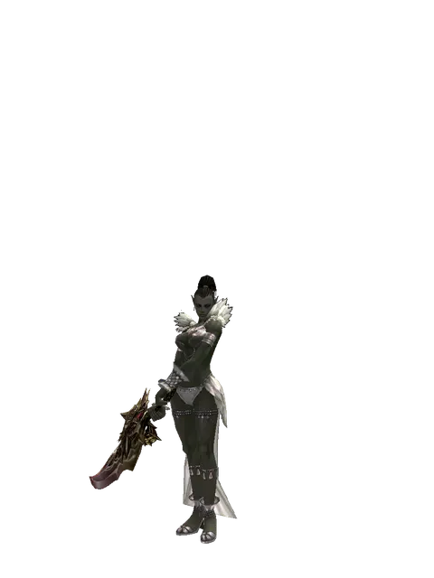 Demonic Sword Zariche on a female Orc mystic, front view