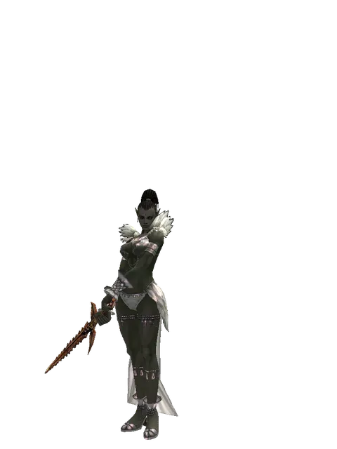 Flamberge on a female Orc mystic, front view