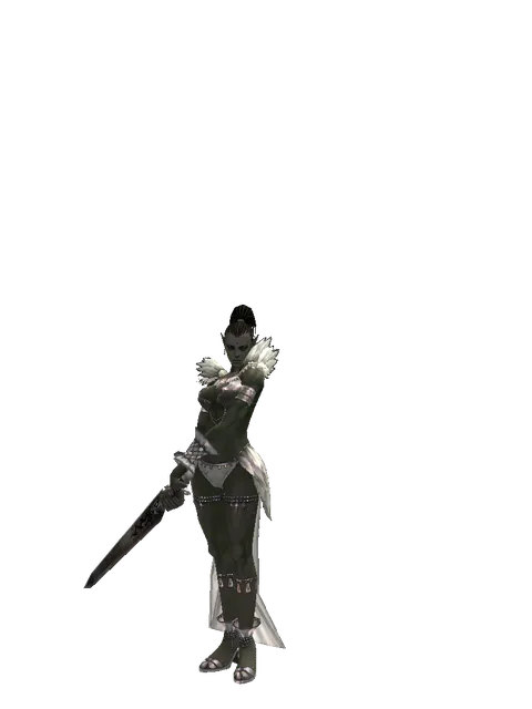Great Sword on a female Orc mystic, front view