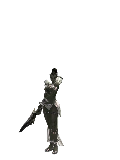 Guardian Sword on a female Orc mystic, front view