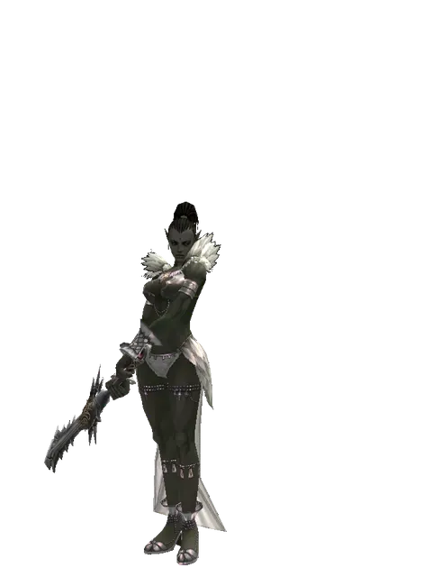 Infinity Cleaver on a female Orc mystic, front view