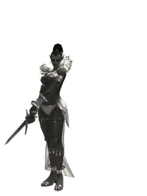 Old Knight's Sword on a female Orc mystic, front view