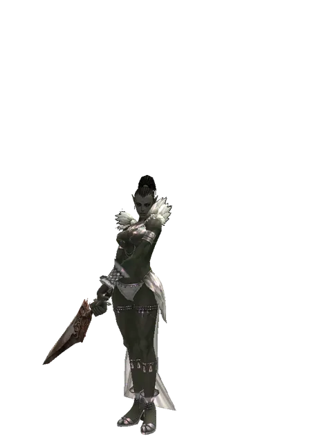 Pa'agrian Sword on a female Orc mystic, front view