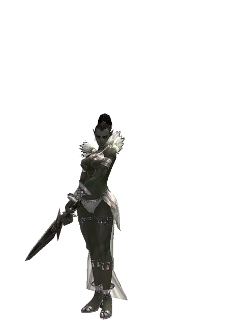Steel Sword on a female Orc mystic, front view
