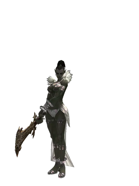 Sword of Ipos on a female Orc mystic, front view