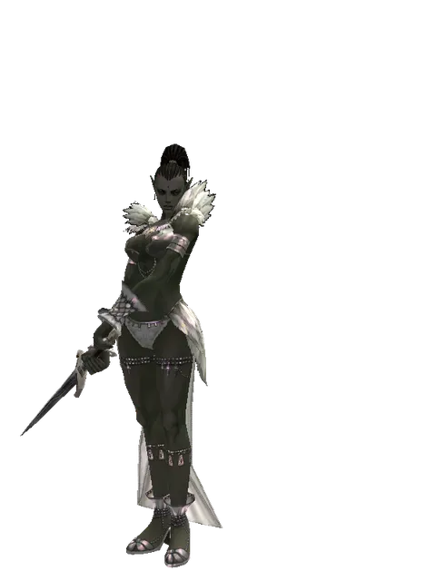 Zweihander on a female Orc mystic, front view
