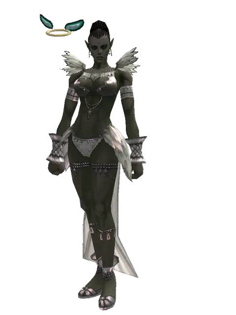 Angel Halo (?) on a female Orc mystic, front view