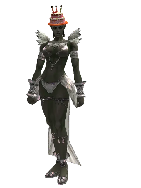 Birthday Hat on a female Orc mystic, front view