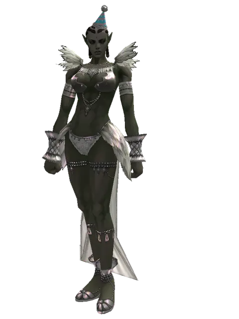 Blue Party Hat on a female Orc mystic, front view