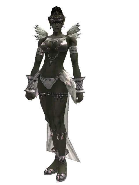 Dragonfly Goggles (?) on a female Orc mystic, front view