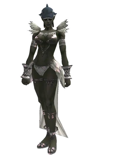 Fish Hat on a female Orc mystic, front view