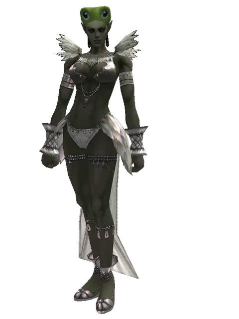 Frog Hat on a female Orc mystic, front view