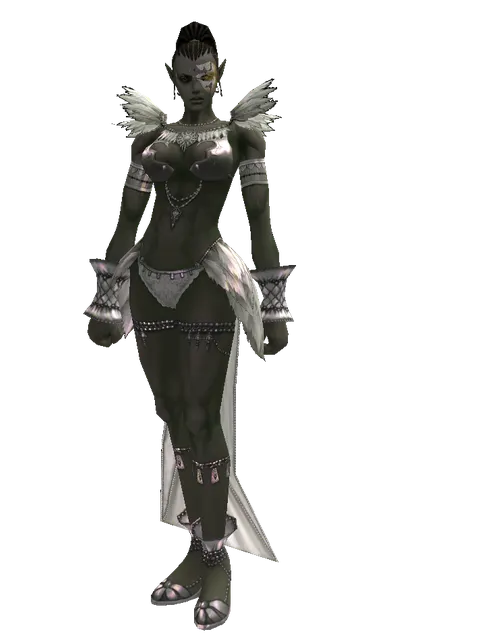 Half Face Mask on a female Orc mystic, front view